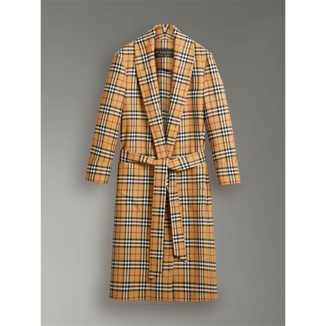 burberry reissued vintage check dressing gown coat|Reissued Vintage Check Dressing Gown Coat In Yellow/orange.